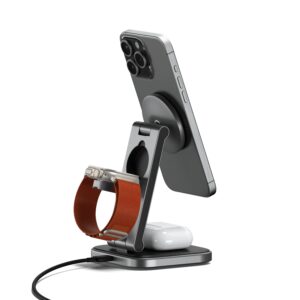 Satechi - Estación de Carga Inalámbrica MagSafe 3-in-1 Plegable con Tecnología Qi2 - Imagen 3